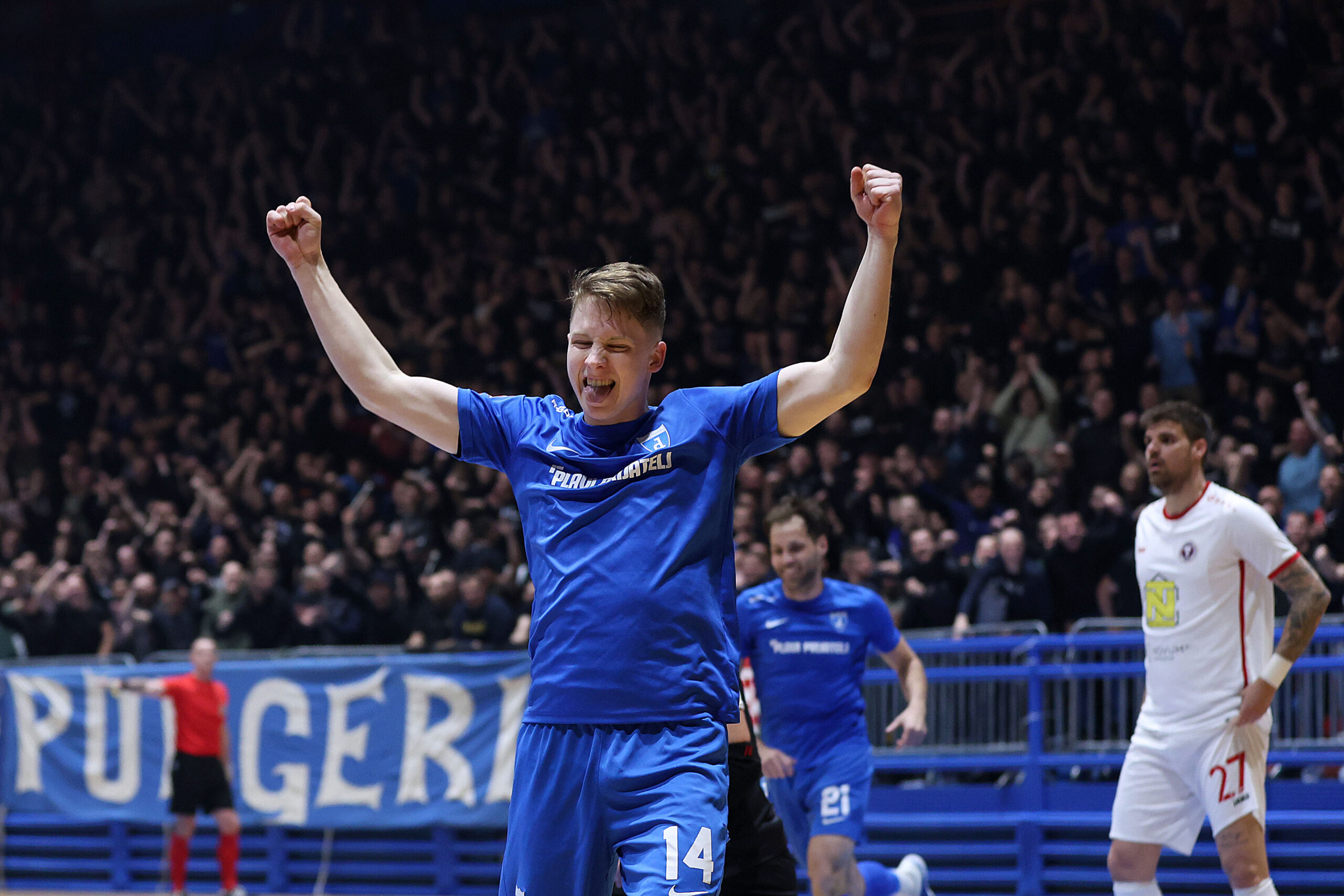02.04.2024., Dom sportova, dvorana 2, Zagreb - 1. HMNL, cetvrtfinale, treca utakmica, MNK Futsal Dinamo - MNK Torcida. Photo: Goran Stanzl/PIXSELL