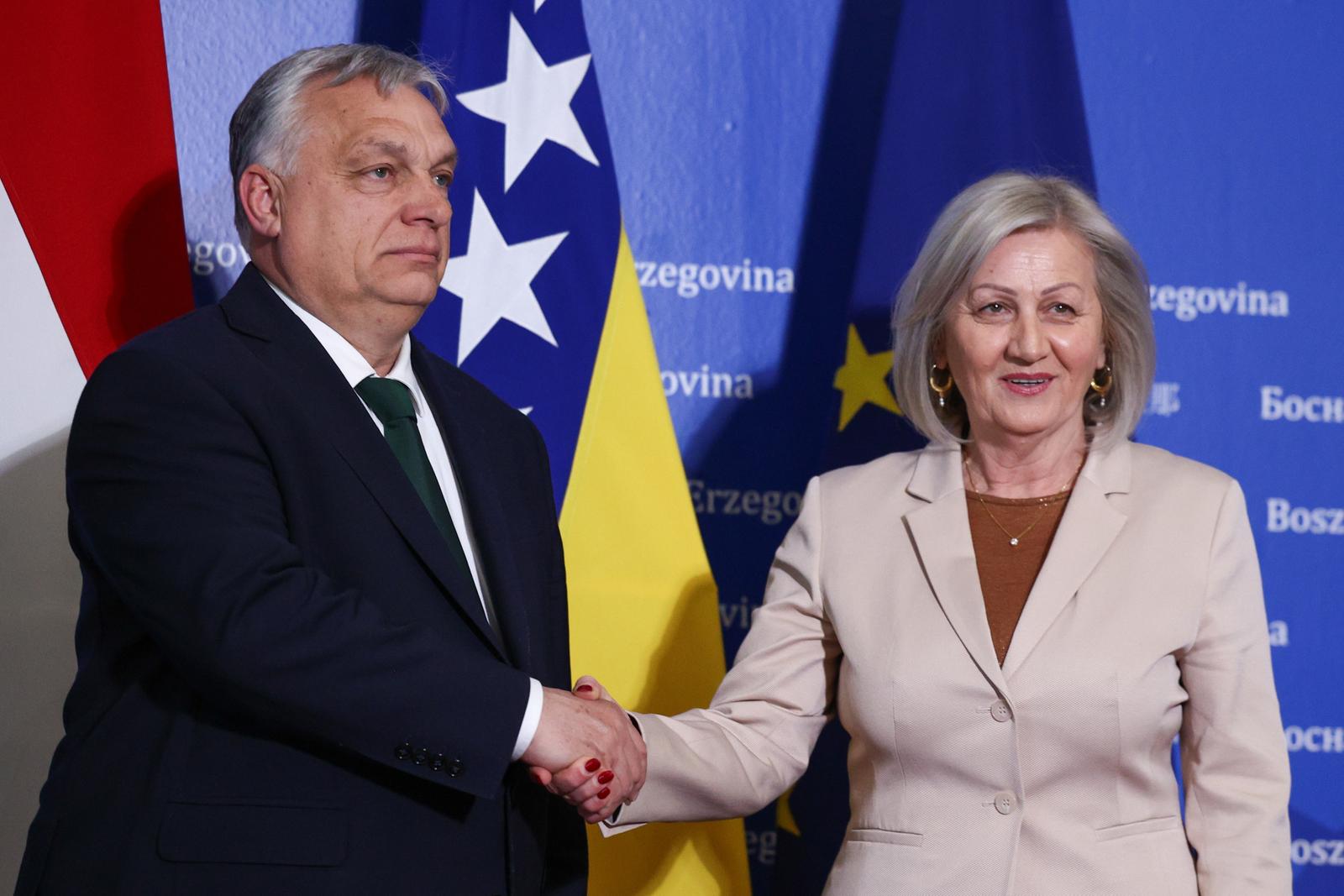 04.04.2024., Sarajevo, Bosna i Hercegovina - Predsjedavajuca Vijeca Ministara BiH Borjana Kristo sastala se sa premijerom Madjarske Viktorom Orbanom. Photo: Damir Hajdarbasic/PIXSELL