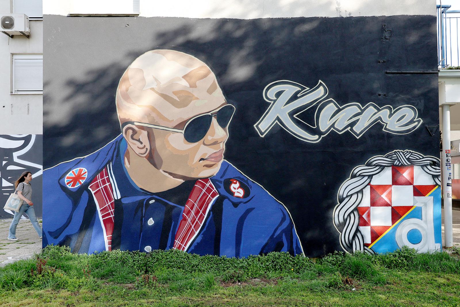 08.04.2024., Zagreb - Mislav Vucetic Kure, priznati borilacki trener i Bad Blue Boys, koji je preminuo iznenada prosle godine u listopadu, dobio je nedavno prekrasan mural na samom krizanju Heinzelove i Branimirove ceste u Zagrebu. Mura prikazuje Kureta kako "cuva" zagrebacke ulice i promatra prilaze stadionu Maksimir. Photo: Patrik Macek/PIXSELL
