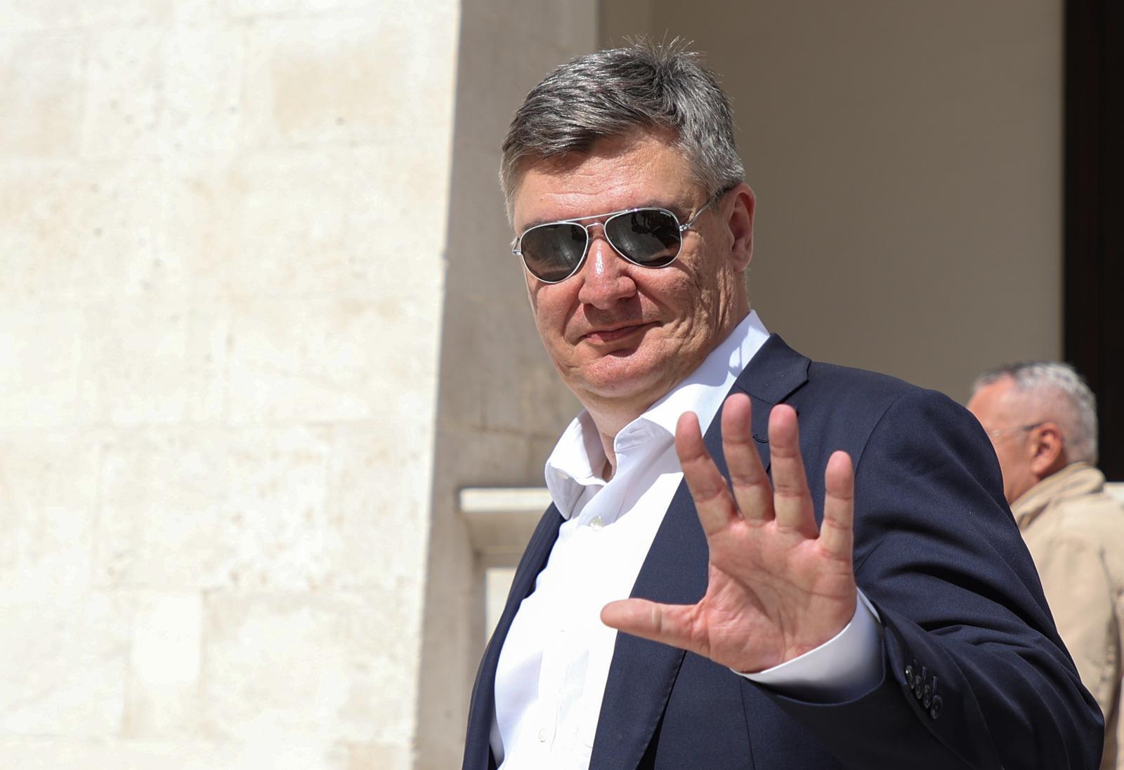 09.04.2024., Split - Predsjednik Zoran Milanovic obisao obnovljenu  staru gradsku vjecnicu u centru Splita.  Photo: Ivana Ivanovic/PIXSELL