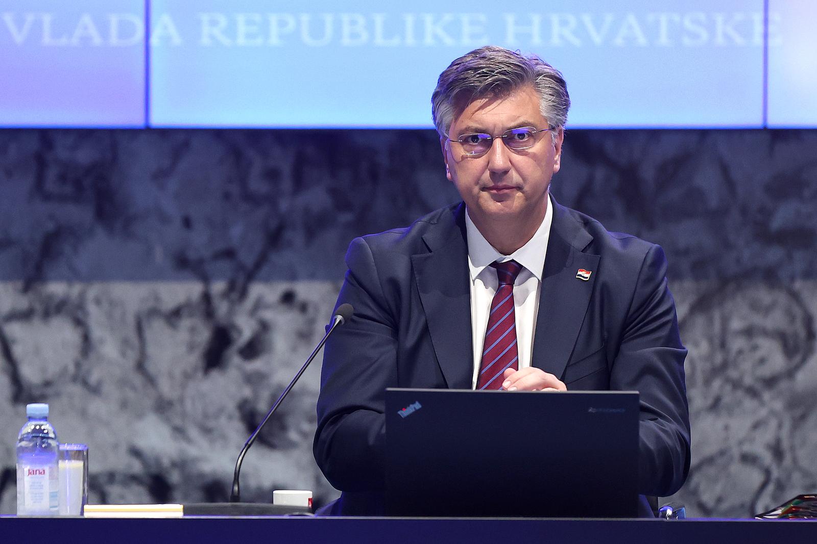 10.04.2024., Zagreb - 299. sjednica Vlade u Nacionalnoj i sveucilisnoj knjiznici. Premijer Andrej Plenkovic. Photo: Goran Stanzl/PIXSELL
