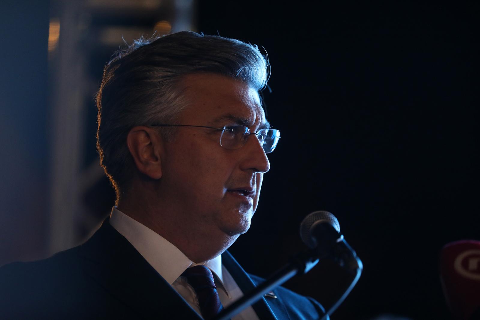 10.04.2024., Rijeka - Premijer Andrej Plenkovic na predizbornom skupu HDZ-a i koalicijskih partnera na trgu 128 brigade HV na kojem su predstavljeni kandidati sa liste za VIII izbornu jedinicu. Photo: Goran Kovacic/PIXSELL