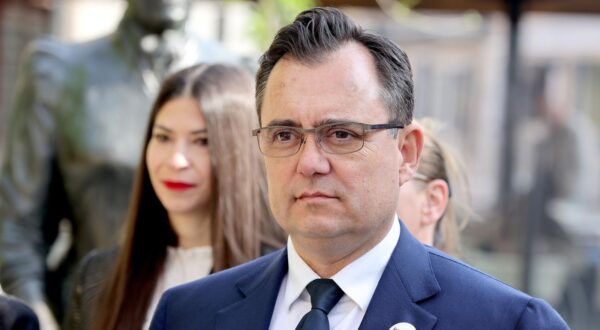 11.04.2024., Zagreb - Na konferenciji za medije stranke Republika odrzanoj u Tkalcicevoj ulici o obiteljskom i rodno uvjetovanom nasilju govorili su Damir Vandjelic i Valentina Pavlovic Vinogradac. Photo: Patrik Macek/PIXSELL