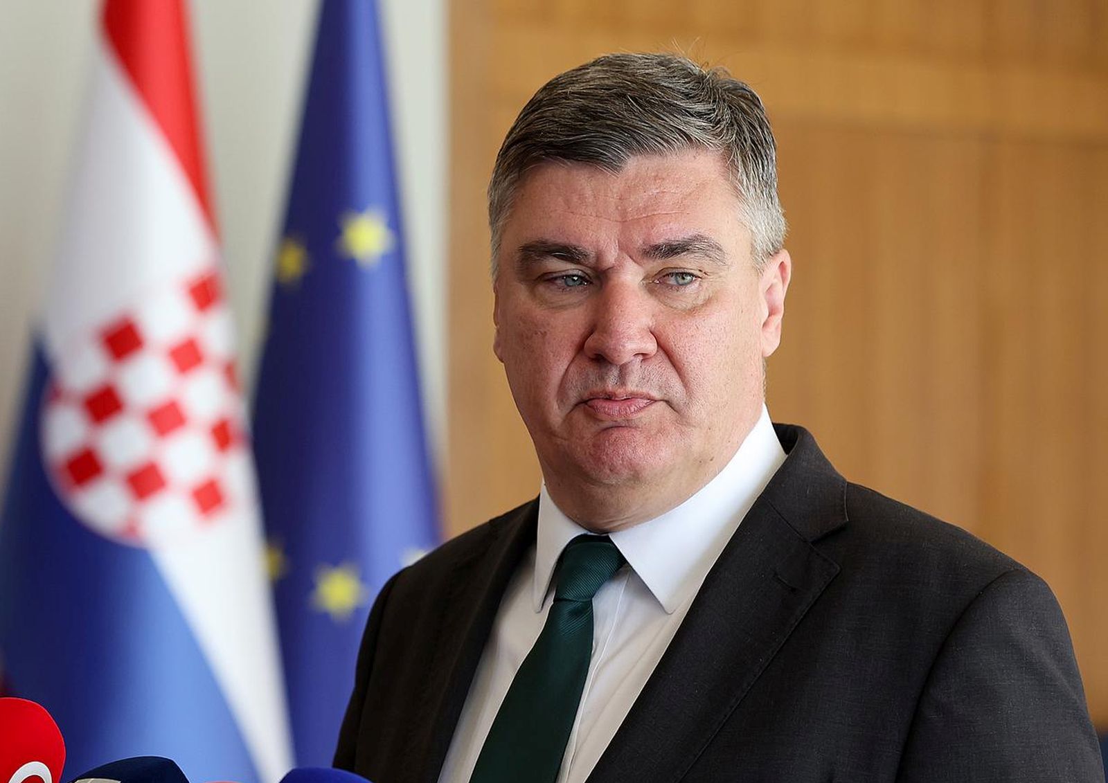 11.04.2024., Zagreb - Predsjednik Republike i vrhovni zapovjednik Oruzanih snaga Republike Hrvatske Zoran Milanovic dao je izjavu medijima  Photo: Goran Stanzl/PIXSELL