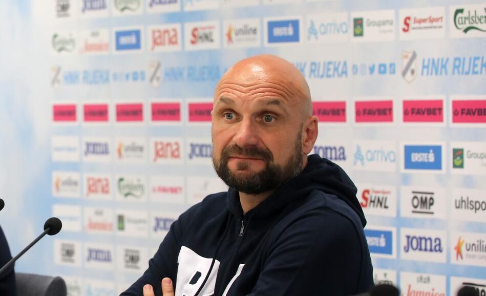 12.04.2024., Rijeka - Konferencija za novinare u press centru HNK Rijeke. Trener Zeljko Sopic i igrac Lindon Selahi. Photo: Goran Kovacic/PIXSELL