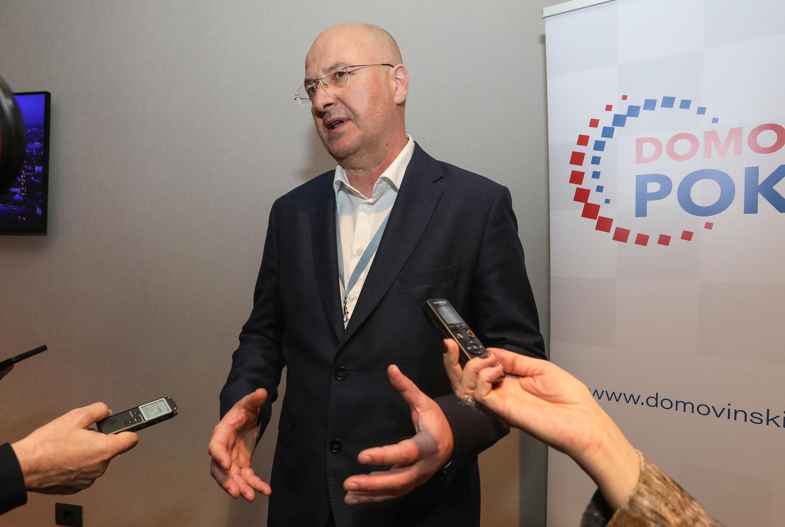 17.04.2024., Zagreb - Docek izbornih rezultata za Hrvatski saboru u stozeru Domovinskog pokreta, Prava i pravde, Bloka za Hrvatsku (BLOK) i Agramera - Nezavisne liste u hotelu International. Mario Radic Photo: Robert Anic/PIXSELL