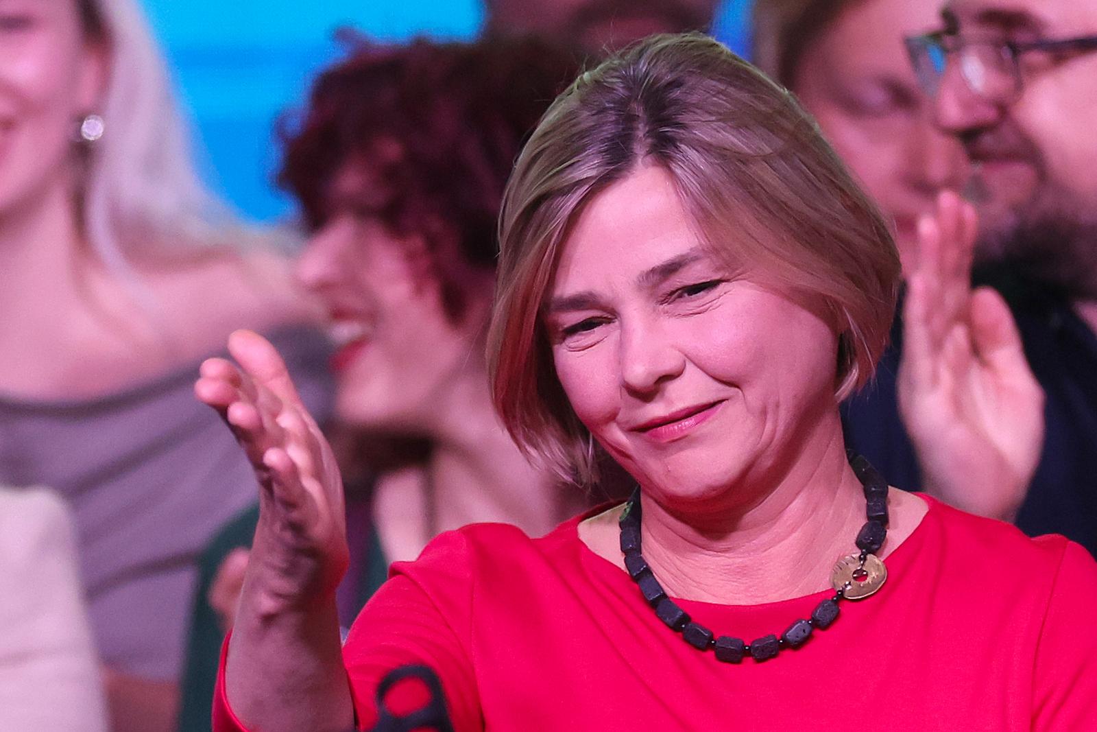 17.04.2024., Zagreb - Docek izbornih rezultata za Hrvatski saboru u stozeru politicke platforme Mozemo! u Tvornici kulture. Sandra Bencic Photo: Goran Stanzl/PIXSELL