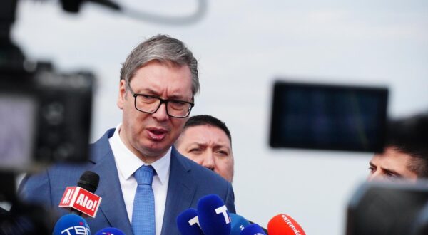 18.03.2024., Indjija - Predsjednik Republike Srbije Aleksandar Vucic prisustvovao je ceremoniji obiljezavanja pocetka radova na izgradnji nove tvornice kompanije JFE SHOJI SERBIA D.O.O. Aleksandar Vucic.  Photo: M.M./ATAImages/PIXSELL