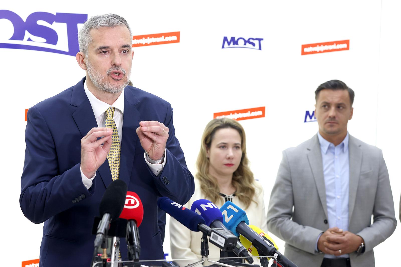 19.03.2024., Zagreb - Na konferenciji za medije odrzanoj u sjedistu stranke Most je predstavio program za pralamentarne izbore 2024. godine. Photo: Patrik Macek/PIXSELL