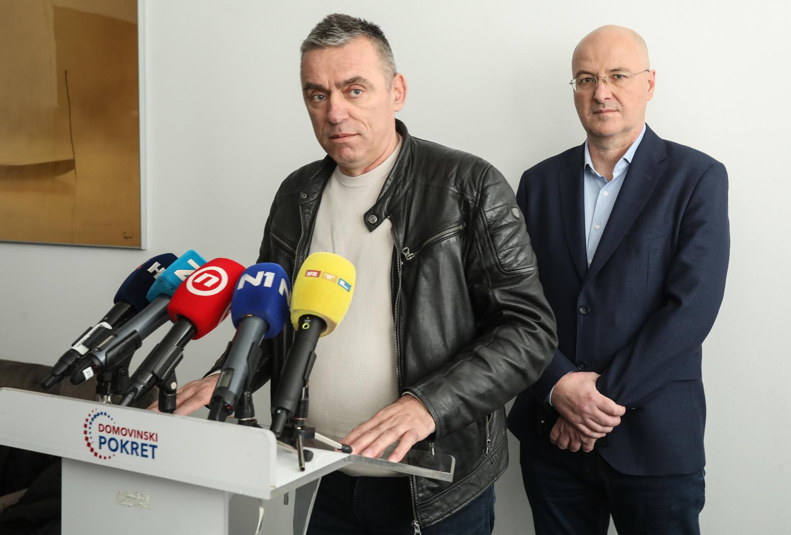 19.03.2024., Zagreb - Konferencija za medije Domovinskog pokreta. Stipo Mlinaric Cipe, Mario Radic Photo: Robert Anic/PIXSELL
