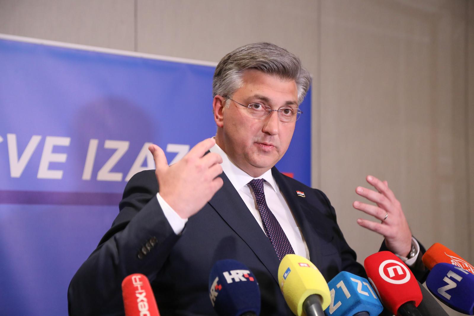 22.04.2024., Hotel Sheraton, Zagreb - Konferencija za medije Andreja Plenkovica po zavrsetku Nacionalnog vijeca HDZ-a,. Photo: Luka Batelic/PIXSELL