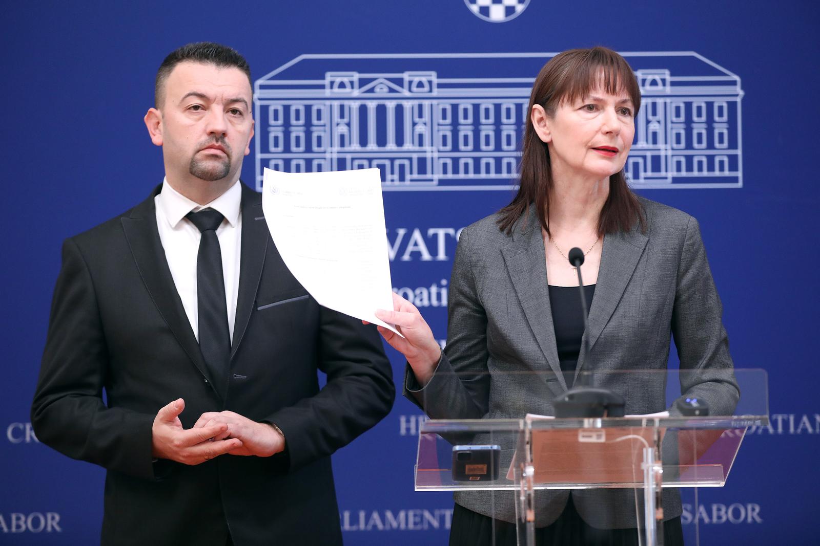 23.03.2023., Zagreb - Na konferenciji za medije Kluba Hrvatskih suverenista o temi: "Postupanje MVEP u slucaju Zambija" govorila je zastupnica Vesna Vucemilovic. Photo: Patrik Macek/PIXSELL