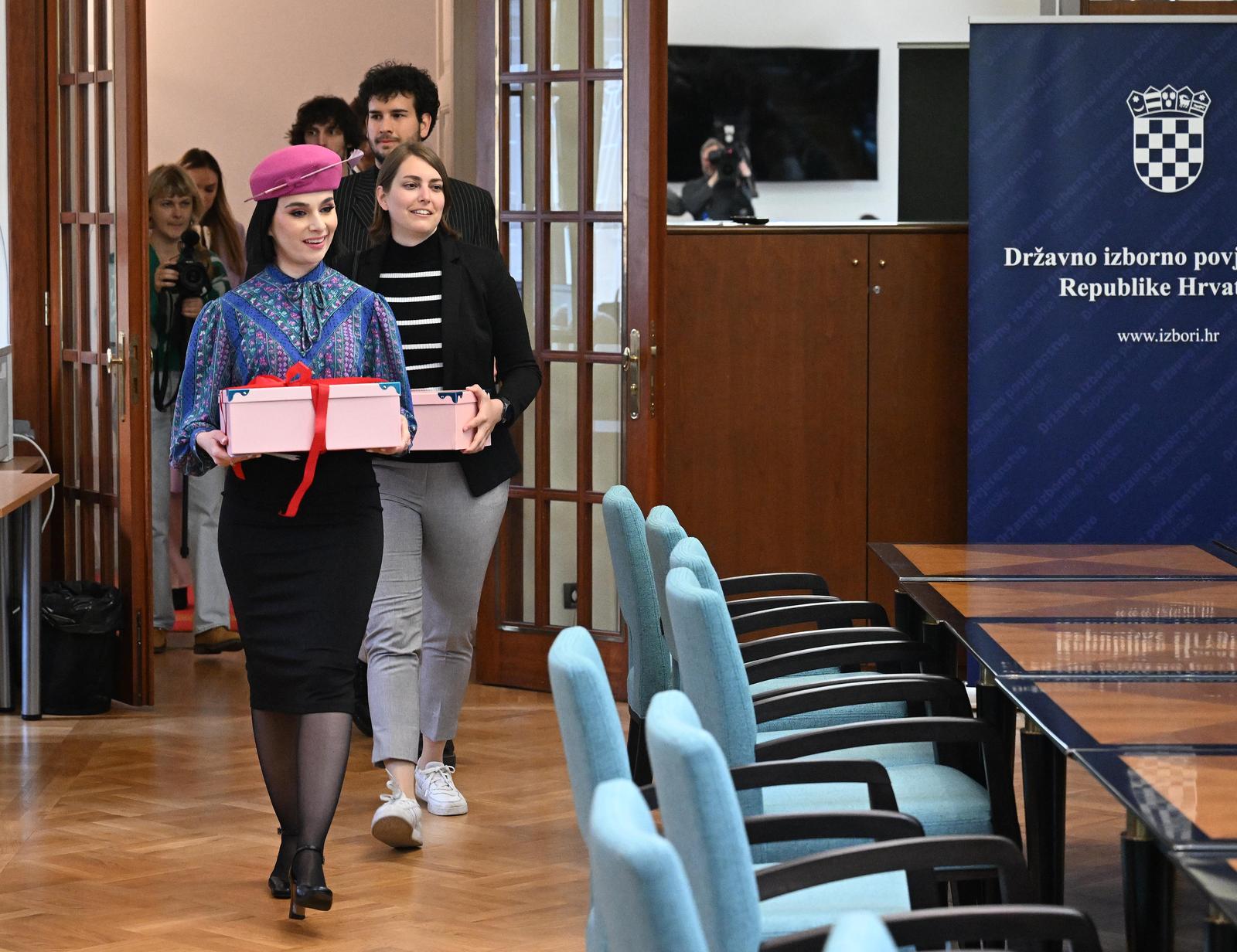 23.04.2024., Zagreb - Nina Skocak predala je kandidacijsku listu za Europski parlament Drzavnom izbornom povjerenstvu u Hrvatskom saboru. Photo: Davorin Visnjic/PIXSELL