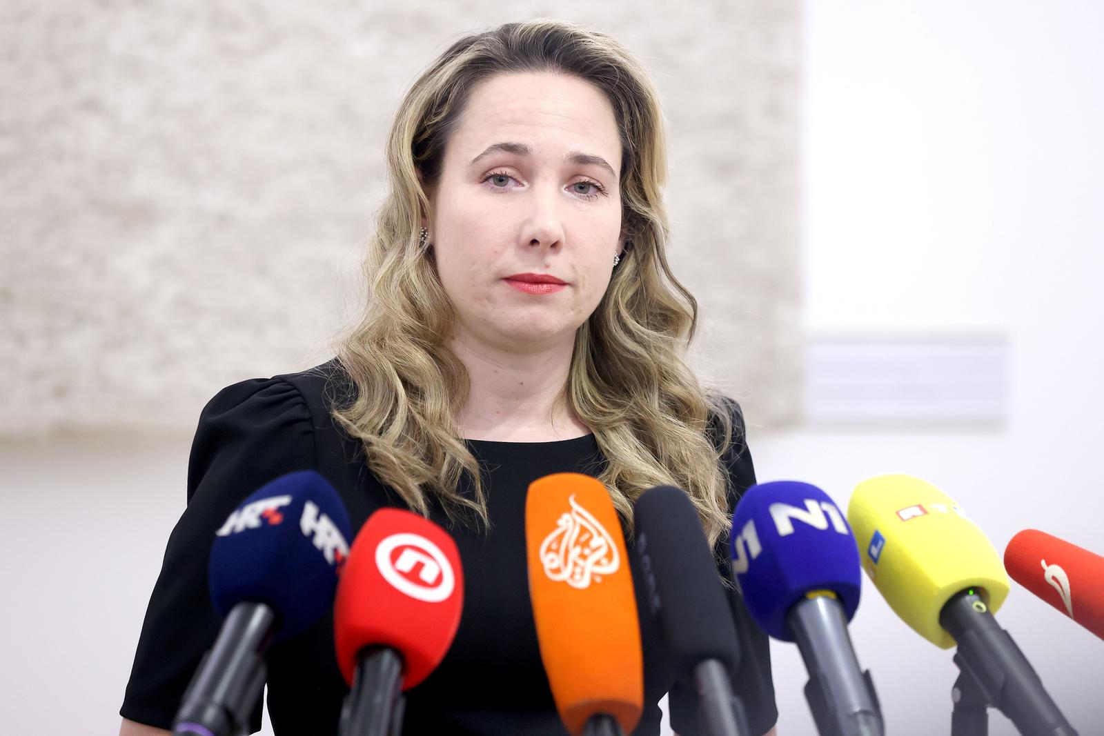 24.04.2024., Zagreb - Na konferenciji za medije odrzanoj u Saboru Marija Selak Raspudic govorila je o sastavljanju lista za Europski paralament te sukobima i raskolu u Mostu. Photo: Patrik Macek/PIXSELL