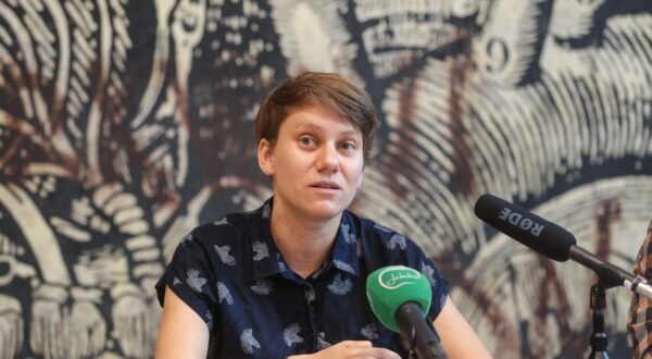 24.07.2020., Zagreb - U Laubi odrzana konferencija za medije  -Objava programa putujuceg Motovun film festivala. Program su predstavili Milena Zajovic , Igor Mirkovic i inja KoracPhoto: Zeljko Lukunic/PIXSELL