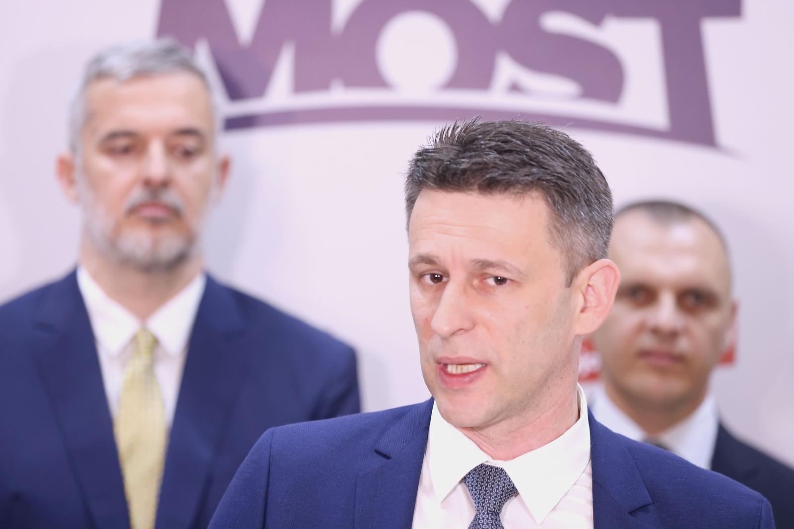 26.03.2024., Zagreb - Na konferenciji za medije odrzanoj u sjedistu stranke Most je predstavio nositelje izbornih lista za parlamentarne izbore. Photo: Patrik Macek/PIXSELL