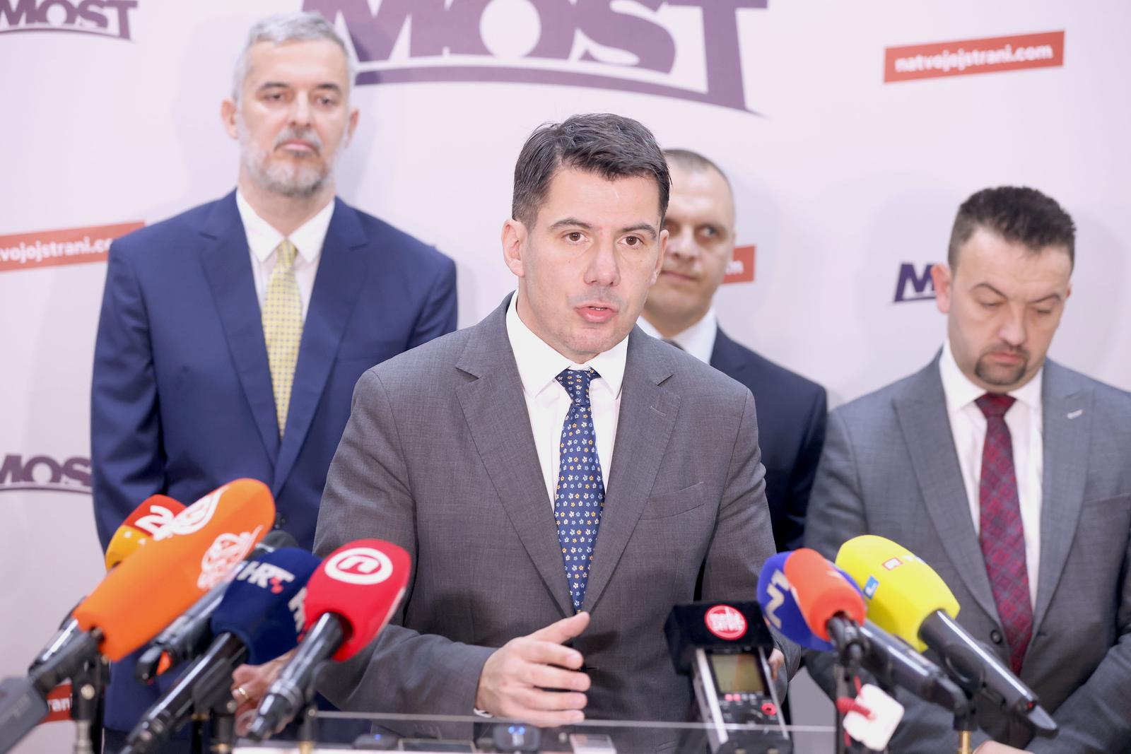 26.03.2024., Zagreb - Na konferenciji za medije odrzanoj u sjedistu stranke Most je predstavio nositelje izbornih lista za parlamentarne izbore. Photo: Patrik Macek/PIXSELL
