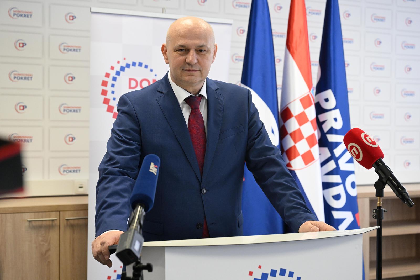 27.3.2024., Zagreb - U prostorijama Domovinskog pokreta odrzana je konferencija za medije, te potpisan koalicijski sporazum izmedju Domovinskog pokreta istranaka Pravo i pravda, Zelene liste, Demokratski HSS, Blok za Hrvatsku i stranke Agrameri. Photo: Davorin Visnjic/PIXSELL