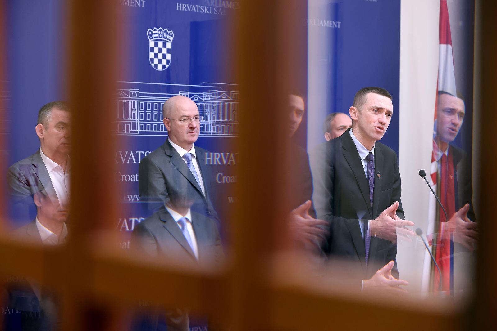 29.02.2024., Zagreb - Na konferenciji za medije odrzanoj u Saboru o aktualnim temama govorio je  Ivan Penava.
 Photo: Patrik Macek/PIXSELL