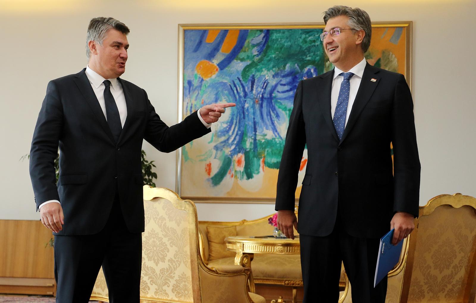 16.07.2020.,Zagreb - Predsjednik Republike Zoran Milanovic primio  je predsjednika Vlade Republike Hrvatske i predsjednika HDZ-a Andreja Plenkovica u okviru Ustavom predvidjenog postupka za davanje mandata za sastavljanje Vlade Republike Hrvatske
Photo: Dalibor Urukalovic/PIXSELL Photo: Dalibor Urukalovic/PIXSELL