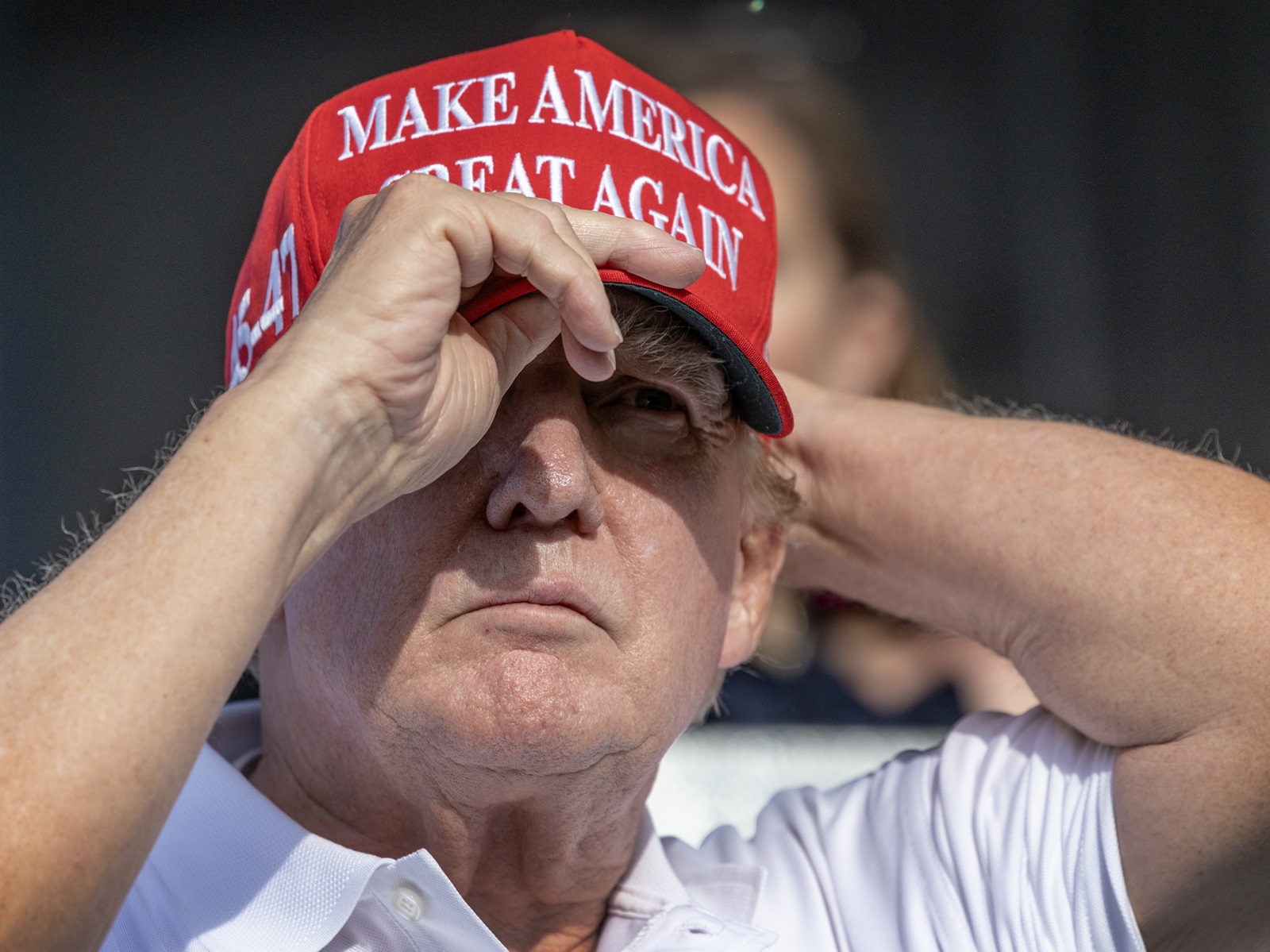 epa11264856 Former US President Donald Trump attends the final of the LIV Golf Team Championship celebrated at the Trump National Doral in Doral, Florida, USA, 07 April 2024.  EPA/CRISTOBAL HERRERA-ULASHKEVICH