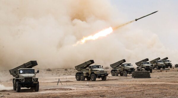 October 28, 2023, Nasr Abad, Isfahan, Iran: Missiles are being launched during a ground force drill. Amid rising tension in the Middle East due to the ongoing Israel-Hamas conflict, the Iranian army announced on 27 October the beginning of a 'massive military exercise' in the central region of the country to assess combat capabilities and test new weaponry.,Image: 817610894, License: Rights-managed, Restrictions: , Model Release: no, Credit line: Iranian Army Office / Zuma Press / Profimedia