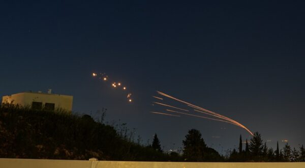HULA VALLEY, April 12, 2024  -- Israel's Iron Dome defense system launches missiles to intercept rockets fired from Lebanon, as seen over Hula Valley, northern Israel, on April 12, 2024. About 40 rockets were fired from Lebanon at northern Israel on Friday night, causing no casualties, following Israeli airstrikes in southern Lebanon, Israel military said.,Image: 864346328, License: Rights-managed, Restrictions: , Model Release: no, Credit line: Ayal Margolin/JINI / Xinhua News / Profimedia