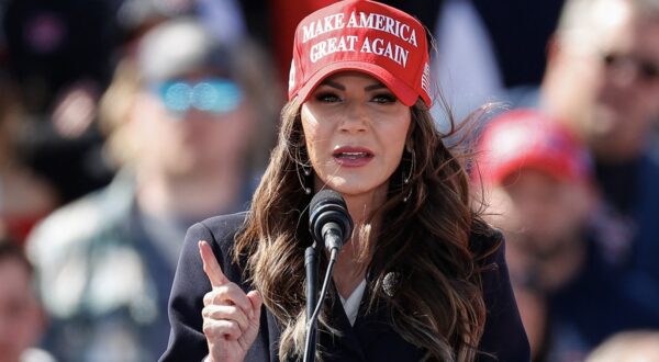 South Dakota Governor Kristi Noem speaks before former US President and Republican presidential candidate Donald Trump takes the stage during a Buckeye Values PAC Rally in Vandalia, Ohio, on March 16, 2024.,Image: 857843047, License: Rights-managed, Restrictions: , Model Release: no, Credit line: KAMIL KRZACZYNSKI / AFP / Profimedia