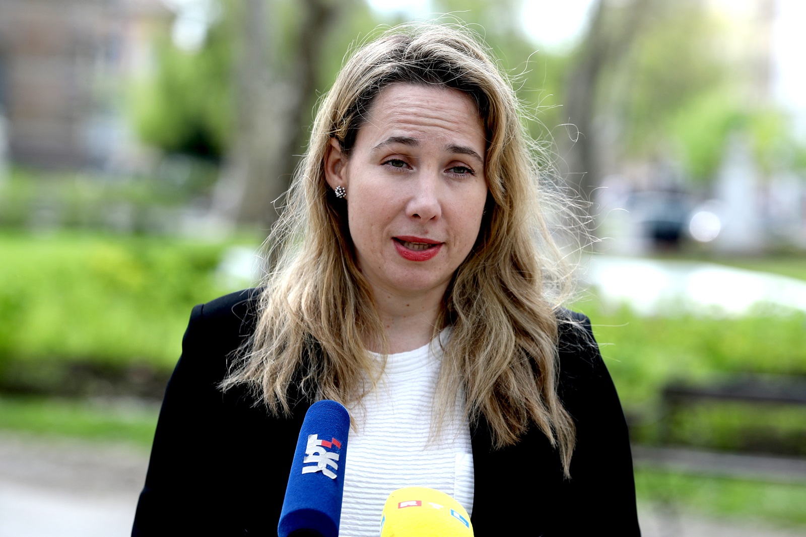 Zagreb, 03.04.2024. - Konferencija za medije Marije Selak Raspudić, nositeljice liste Mosta za 1. izbornu jedinicu o programu Mosta za mlade i obrazovanje. Na fotografiji Marija Selak Raspudić. foto HINA /Zvonimir KUHTIĆ/ kuzo