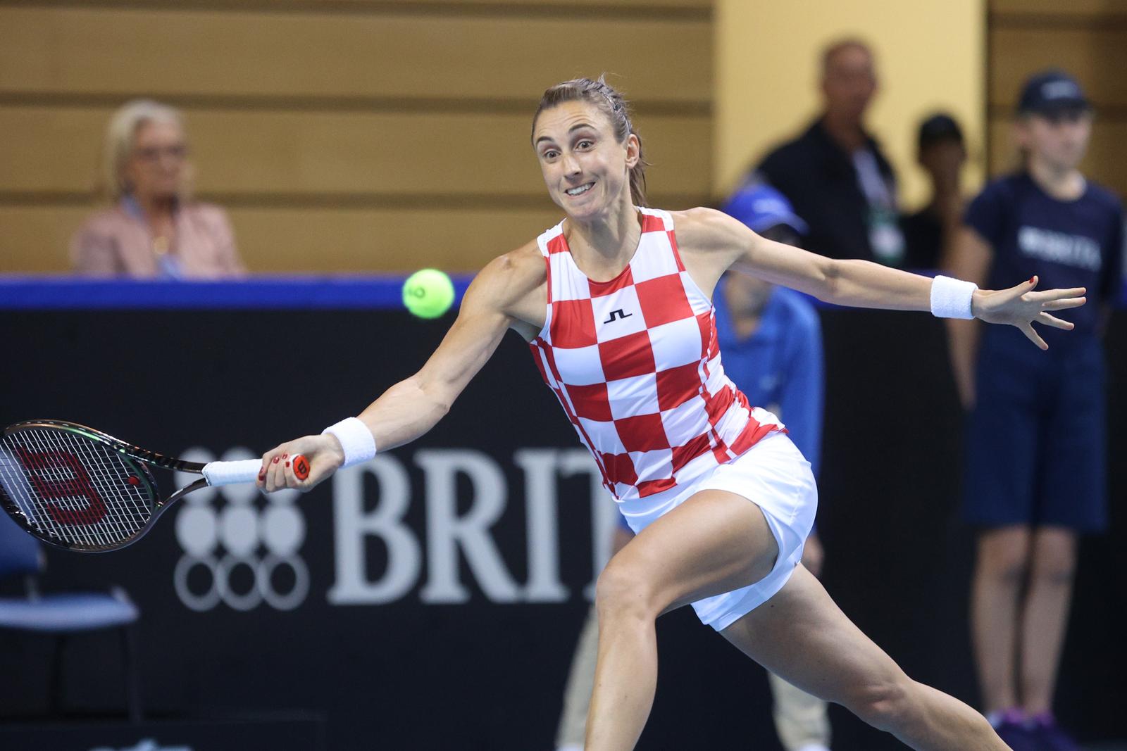 11.11.2022., Rijeka - Billie Jean King Cup, Hrvatska protiv Njemacke, teniski mec izmedu Petre Martic i Eve Lys.   Photo: Nel Pavletic/PIXSELL