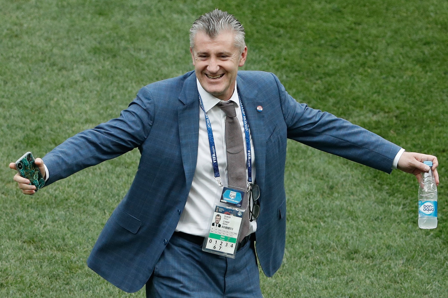 President of the Croatian Football Federation Davor Suker cheers prior to the Russia 2018 World Cup final football match between France and Croatia at the Luzhniki Stadium in Moscow on July 15, 2018.,Image: 377909092, License: Rights-managed, Restrictions: RESTRICTED TO EDITORIAL USE - NO MOBILE PUSH ALERTS/DOWNLOADS, Model Release: no, Credit line: Adrian DENNIS / AFP / Profimedia