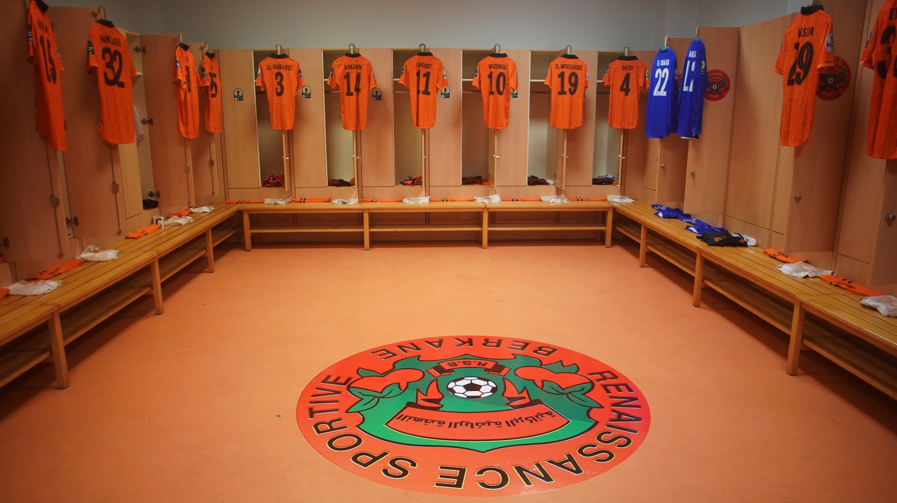 General view of the RS Berkane changeroom during the CAF Confederation Cup 2021/22 Final between Orlando Pirates and RS Berkane held at the Godswill Akpabio International Stadium in Uyo, Nigeria on 20 May 2022 ©Sports Inc,Image: 693557092, License: Rights-managed, Restrictions: This image is intended for Editorial use (e.g. news articles). Any commercial use (e.g. ad campaigns) requires additional clearance., Model Release: no, Credit line: BackpagePix / PA Images / Profimedia