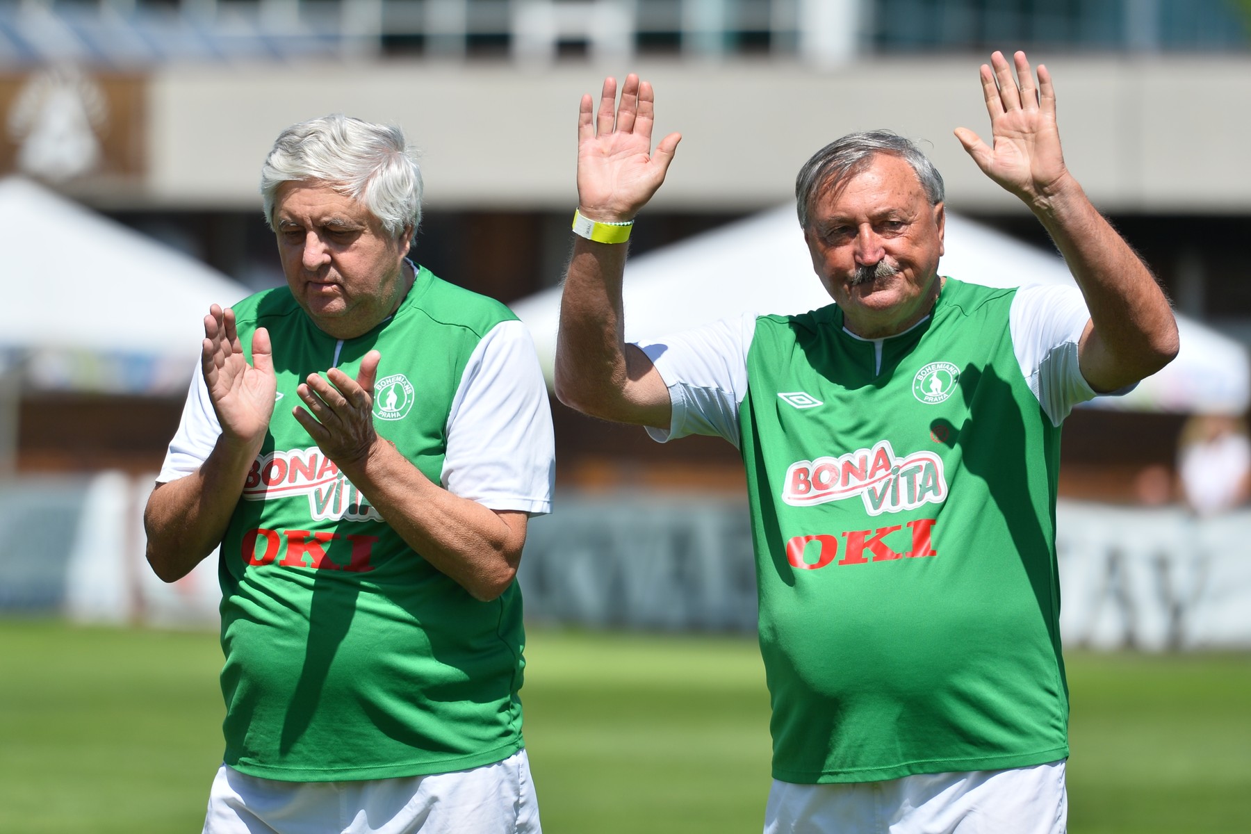Setkání českých a slovenských fotbalových legend Kanonýři v Kroměříži. 18. června 2022 Kroměříž.   Zleva Karol Dobiaš a Antonín Panenka.,Image: 700809082, License: Rights-managed, Restrictions: , Model Release: no, Credit line: Uhlíř Patrik / ČTK / Profimedia