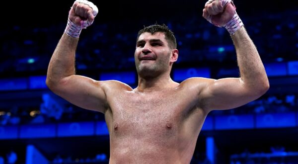 Filip Hrgovic celebrates victory against Demsey McKean in action in the International Heavyweight contest at the O2 Arena, London. Picture date: Saturday August 12, 2023.,Image: 796555410, License: Rights-managed, Restrictions: Use subject to restrictions. Editorial use only, no commercial use without prior consent from rights holder., Model Release: no, Credit line: Nick Potts / PA Images / Profimedia