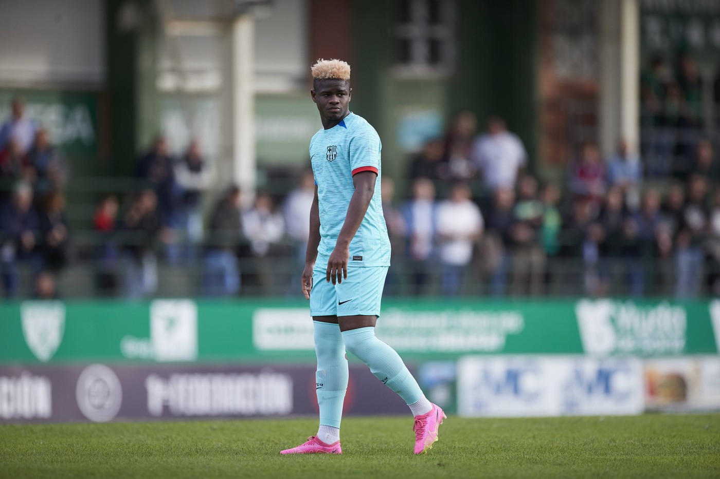Sestao River Club v Barca Atletic - Primera Federacion Mikayil Faye of Barca Atletic looks on during the Primera Federacion match between Sestao RC and Barca Atletic at Las Llanas on October 22, 2023, in Sestao, Spain. Sestao Las Llanas Basque Country Spain RL_SRCvBARB_004 Copyright: xRicardoxLarreinax,Image: 849289122, License: Rights-managed, Restrictions: Credit images as "Profimedia/ IMAGO", Model Release: no, Credit line: Ricardo Larreina / imago sportfotodienst / Profimedia