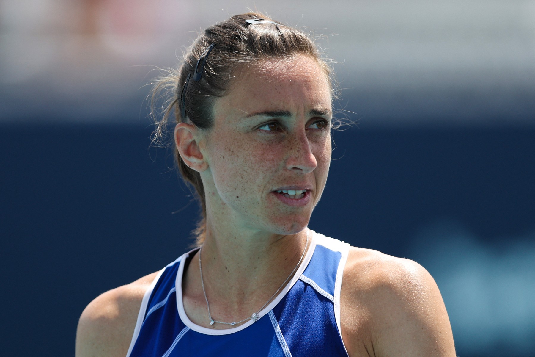 MIAMI GARDENS, FLORIDA - MARCH 20: Petra Martic of Croatia looks on during her women's singles match against Claire Liu of the United States during the Miami Open at Hard Rock Stadium on March 20, 2024 in Miami Gardens, Florida.   Megan Briggs,Image: 858357347, License: Rights-managed, Restrictions: , Model Release: no, Credit line: Megan Briggs / Getty images / Profimedia