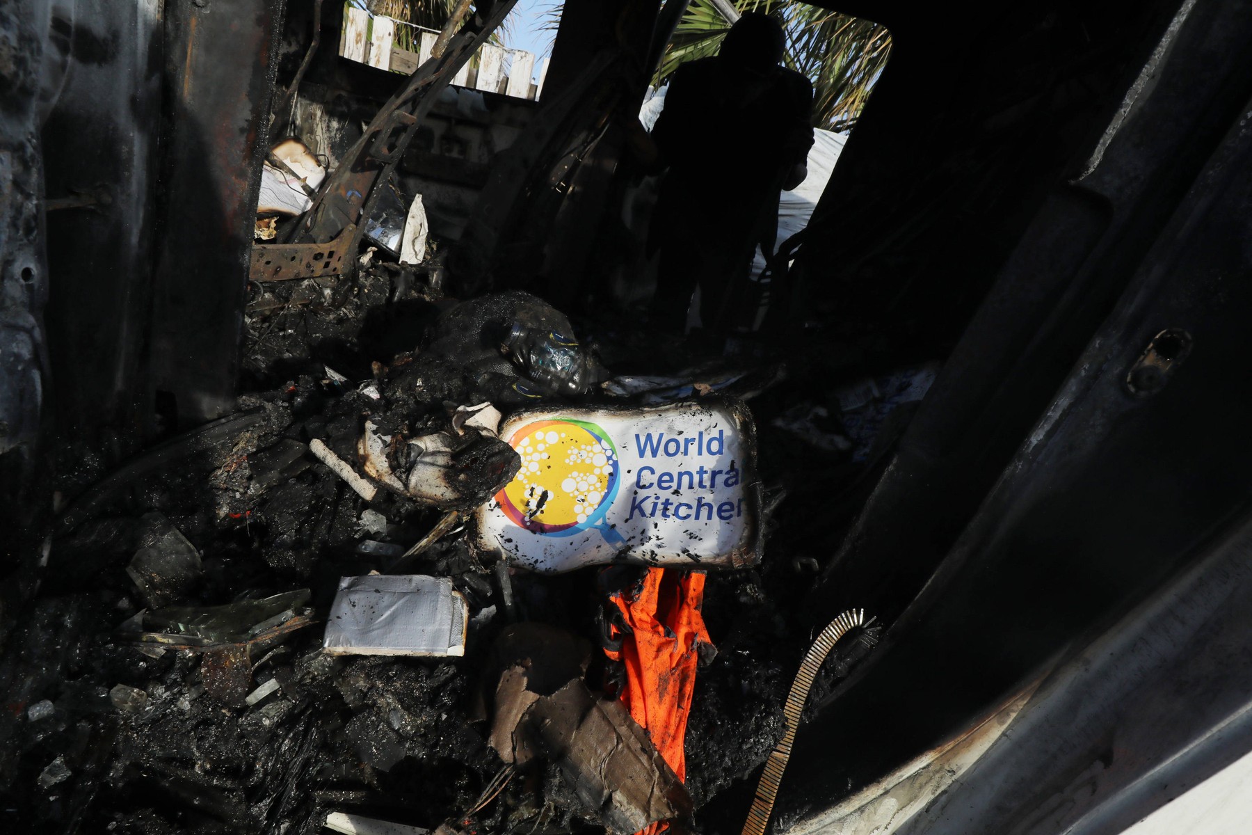 Palestinians inspect the heavily damaged vehicles after the Israeli attacks target officials working at the US-based international volunteer aid organization World Central Kitchen (WCK), in Dair El-Balah, Gaza Strip, on April 02, 2024. At least 6 foreign employees of the organization were killed in the attack as the Government Media Office in Gaza said. Photo by Omar Ashtawy apaimages//APAIMAGES_sipa.01027/Credit:Apaimages/SIPA/2404021039,Image: 861725534, License: Rights-managed, Restrictions: , Model Release: no, Credit line: Apaimages / Sipa Press / Profimedia