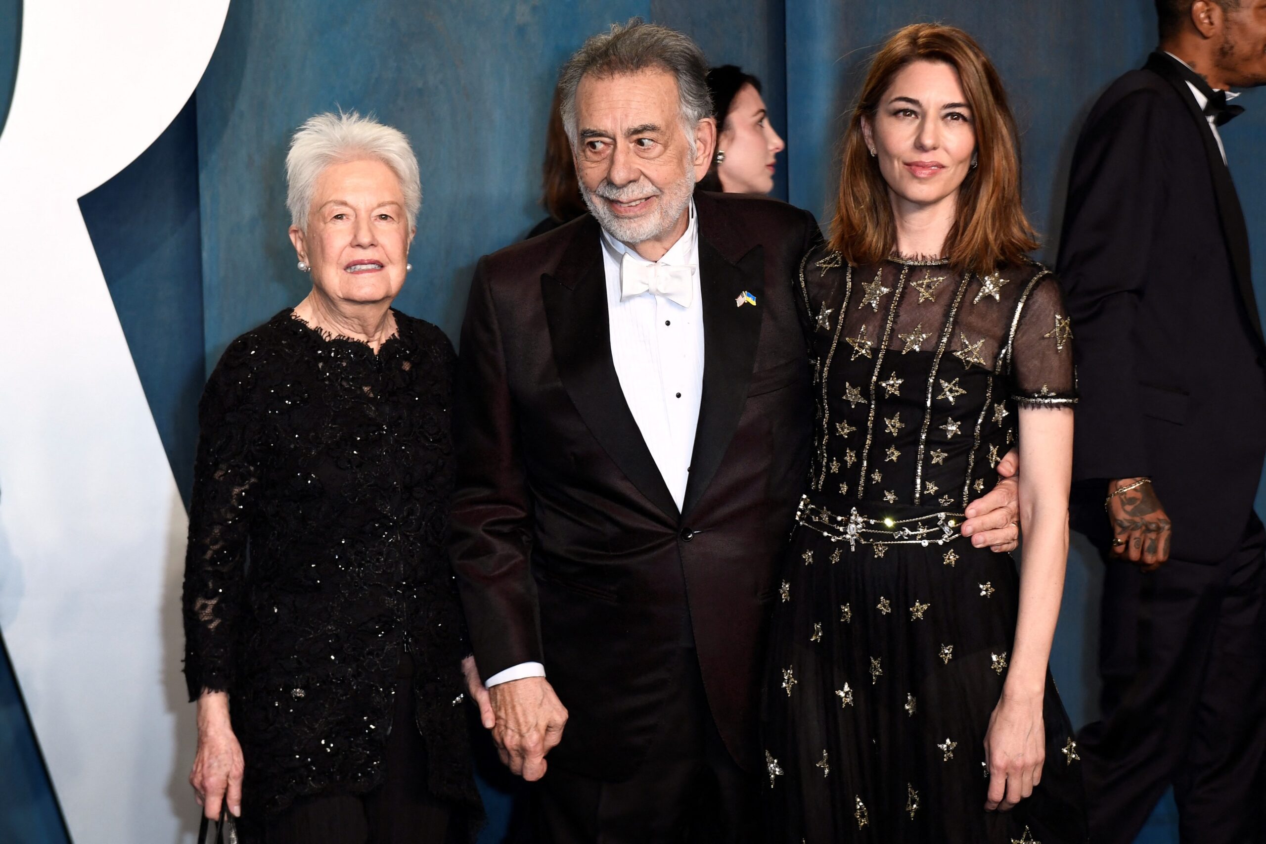(FILES) US director Francis Ford Coppola (C), daughter US director Sofia Coppola (R) and wife US documentary filmmaker Eleanor Coppola attend the 2022 Vanity Fair Oscar Party following the 94th Oscars at the The Wallis Annenberg Center for the Performing Arts in Beverly Hills, California on March 27, 2022.  US film director, producer and screenwriter Francis Ford Coppola will turn 85 on April 7, 2024.,Image: 862308628, License: Rights-managed, Restrictions: , Model Release: no, Credit line: Patrick T. FALLON / AFP / Profimedia