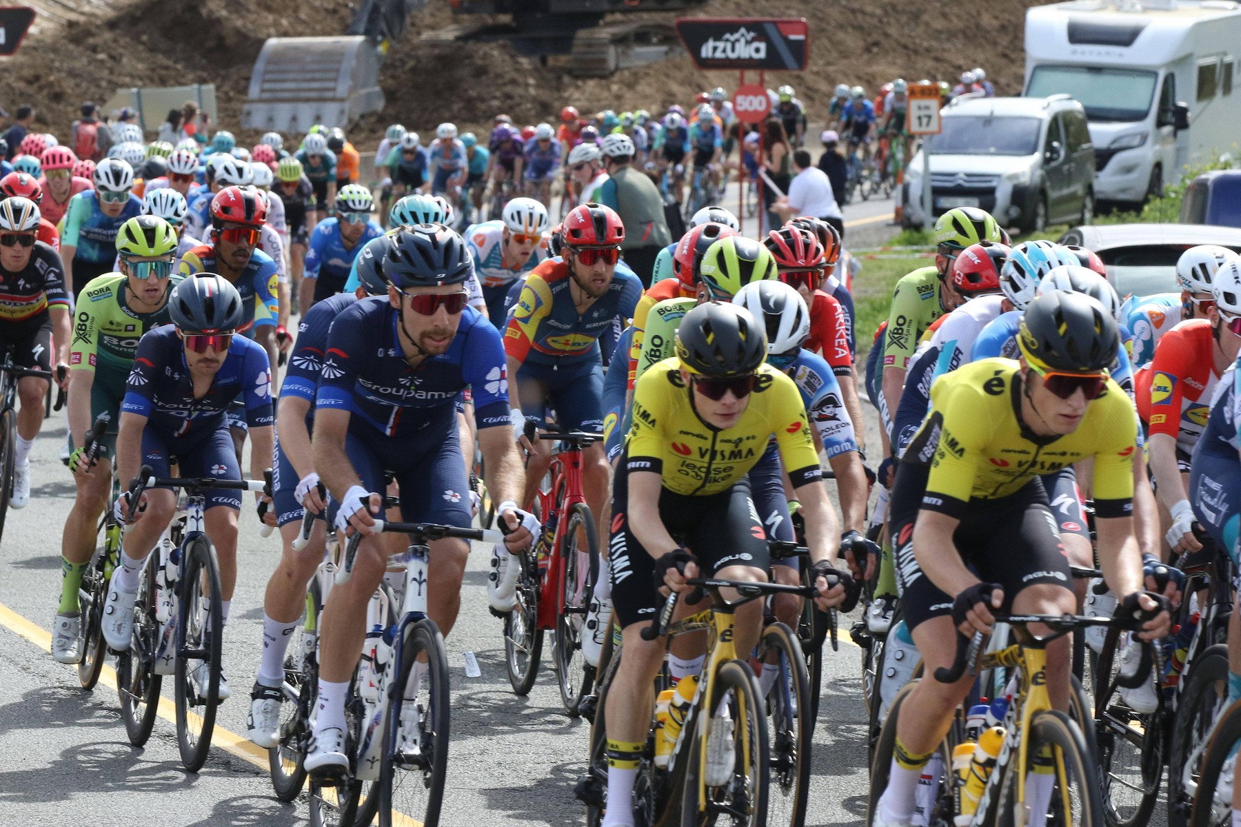 04-04-2024 Itzulia Basque Country Tappa 04 Etxarri Aranatz - Legutio 2024, Visma - Lease A Bike 2024, Groupama - Fdj Vingegaard, Jonas Russo, Clement,Image: 862436003, License: Rights-managed, Restrictions: PUBLICATIONxNOTxINxITAxFRAxNED, Credit images as "Profimedia/ IMAGO", Model Release: no, Credit line: Fotoreporter Sirotti Stefano / imago sportfotodienst / Profimedia