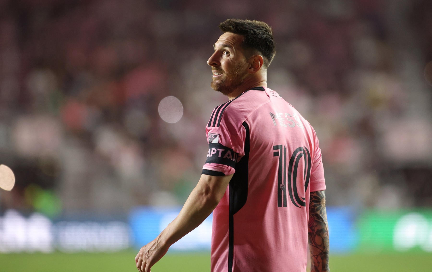 Inter Miami's Argentine forward #10 Lionel Messi looks on during the Major League Soccer (MLS) match between Inter Miami CF and Colorado Rapids at Chase stadium in Fort Lauderdale, Florida, April 6, 2024.,Image: 863016296, License: Rights-managed, Restrictions: , Model Release: no, Credit line: Chris ARJOON / AFP / Profimedia