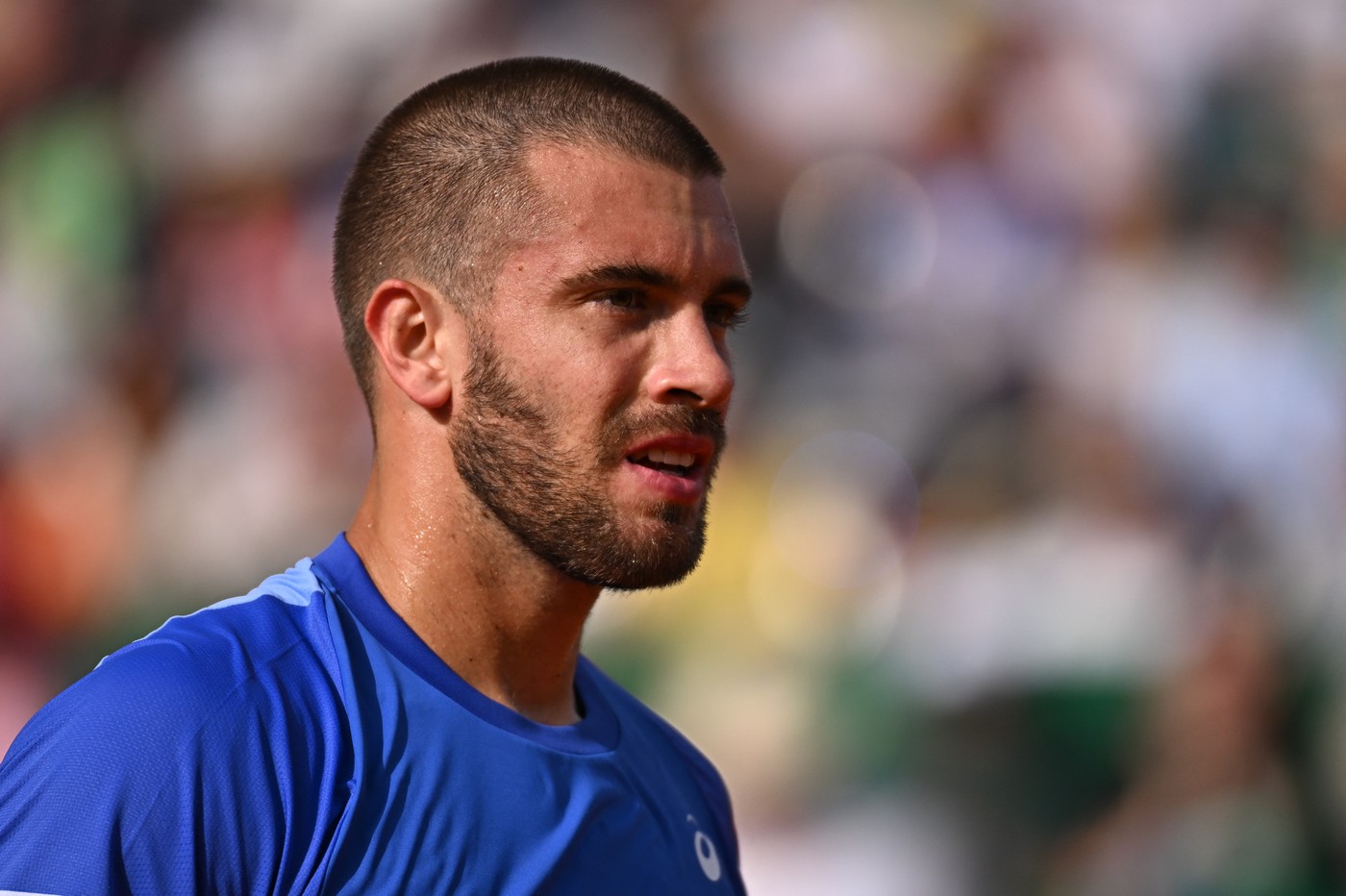 Borna Coric (CRO) during his first round match at the Monaco Rolex Masters in Monte Carlo, on April, 7, 2024.,Image: 863240659, License: Rights-managed, Restrictions: , Model Release: no, Credit line: Dubreuil Corinne/ABACA / Abaca Press / Profimedia