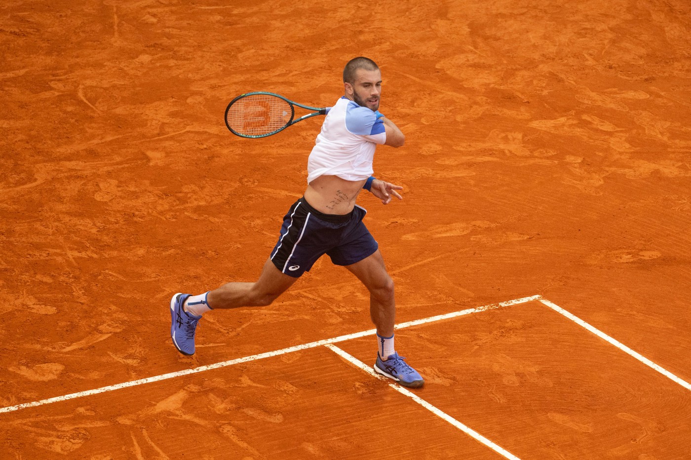 Rolex Monte-Carlo Masters - Day Four MONTE-CARLO, MONACO - APRIL 9: Borna Coric of Croatia in action against Jan-Lennard Struff of Germany during their first round match on day four of the Rolex Monte-Carlo Masters at Monte-Carlo Country Club on April 9, 2024 in Monte-Carlo, Monaco. Photo by Andy Astfalck *** Rolex Monte Carlo Masters Day Four MONTE CARLO, MONACO APRIL 9 Borna Coric of Croatia in action against Jan Lennard Struff of Germany during their first round match on day four of the Rolex Monte Carlo Masters at Monte Carlo Country Club on April 9, 2024 in Monte Carlo, Monaco Photo by Andy Astfalck Copyright: xBEAUTIFULxSPORTS/Astfalckx,Image: 863733127, License: Rights-managed, Restrictions: Credit images as "Profimedia/ IMAGO", Model Release: no, Credit line: BEAUTIFUL SPORTS/Astfalck / imago sportfotodienst / Profimedia
