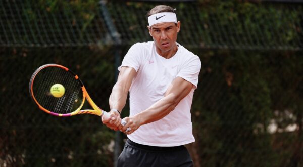 Spain's Rafael Nadal plays a backhand return during a training session on the eve of his participation at the ATP Barcelona Open "Conde de Godo" tennis tournament at the Real Club de Tenis in Barcelona on April 15, 2024.,Image: 864999078, License: Rights-managed, Restrictions: , Model Release: no, Credit line: PAU BARRENA / AFP / Profimedia
