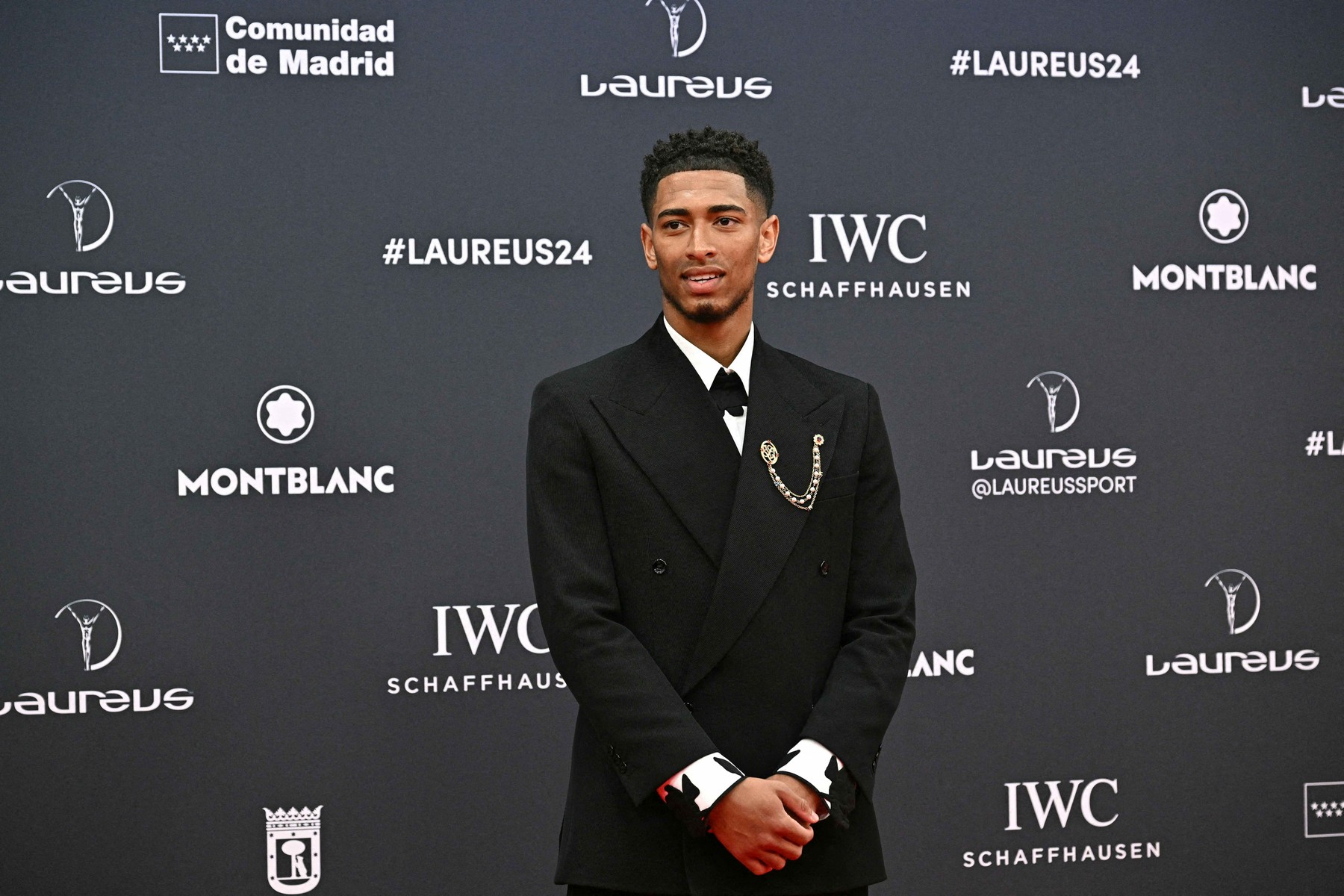 Real Madrid's English midfielder #5 Jude Bellingham poses on the Red Carpet ahead of the 25th Laureus World Sports Awards gala in Madrid on April 22, 2024.,Image: 867026902, License: Rights-managed, Restrictions: , Model Release: no, Credit line: JAVIER SORIANO / AFP / Profimedia
