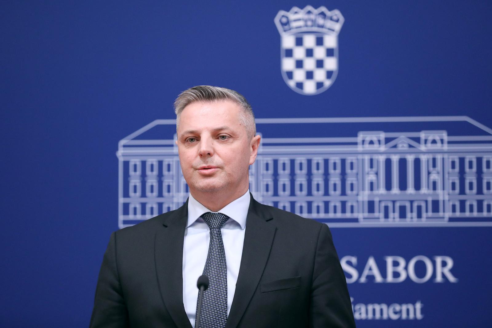 10.03.2023., Zagreb - Na konferenciji za medije Hrvatske seljacke stranke odrzanoj u Saboru o novom clanu stranke Stjepanu Kovacu govorili su zastupnici Kreso Beljak i Zeljko Lenart. Photo: Patrik Macek/PIXSELL