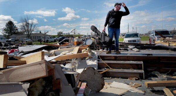 WINCHESTER, INDIANA - MARCH 15: Pastor Matthew Holloway surveys damage to his church after the structure was leveled by a tornado on March 15, 2024 in Winchester, Indiana. At least three people have been reported dead after a series of tornadoes ripped through the Midwest yesterday.   Scott Olson,Image: 857196919, License: Rights-managed, Restrictions: , Model Release: no, Credit line: SCOTT OLSON / Getty images / Profimedia