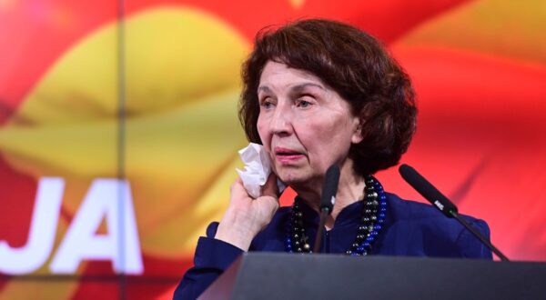 Gordana Siljanovska Davkova presidental candidate of VMRO DPMNE during press conference in Skopje. Davkova won the presidental elections in North Macedonia and will be first woman president of North Macedonia. Skopje May 09 2024. IMAGO/,Image: 871303922, License: Rights-managed, Restrictions: imago is entitled to issue a simple usage license at the time of provision. Personality and trademark rights as well as copyright laws regarding art-works shown must be observed. Commercial use at your own risk., Credit images as "Profimedia/ IMAGO", Model Release: no, Credit line: PETR STOJANOVSKI / imago stock&people / Profimedia