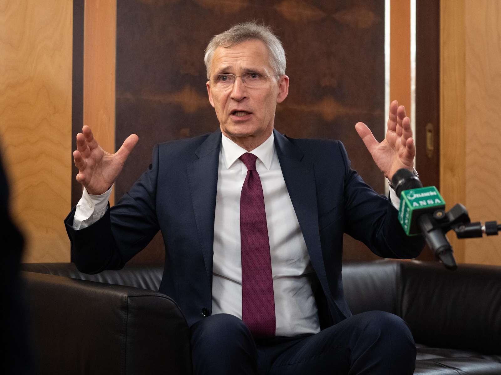 epa11326829 NATO Secretary General Jens Stoltenberg at Fiumicino airport before his departure from Rome, Italy, 08 May 2024. Italian Prime Minister Meloni told visiting NATO Secretary General Jens Stoltenberg at her office in Rome that the Alliance should address challenges on its southern flank, the PM's office at Palazzo Chigi said in a statement. "At the centre of the talks were the topical issues of the Atlantic agenda in the context of the preparations for the NATO summit in Washington in July", Chigi said.  EPA/TELENEWS