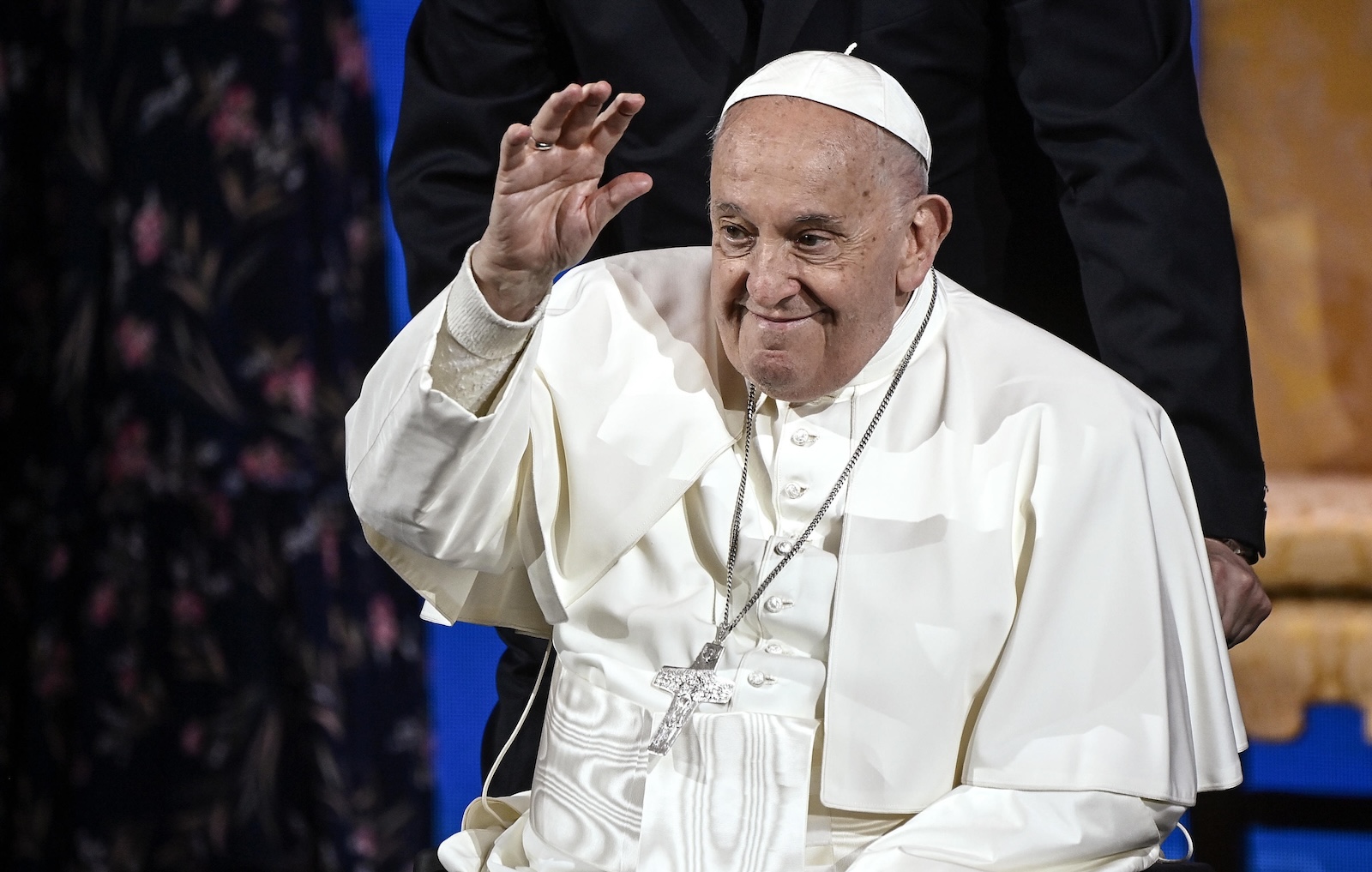 epa11330753 Pope Francis attends the General States of Birth in Rome, Italy, 10 May 2024.  EPA/Riccardo Antimiani