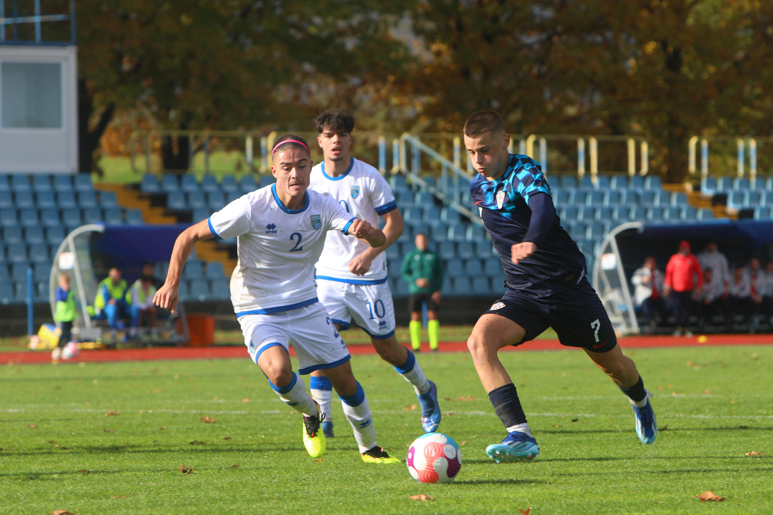 03.11.2023., Karlovac - Stadion Branko Cavlovic Cavlek, muski U17 Kosovo - Hrvatska, kvalifikacije za Euro2024. Bruno Durdov (7) Photo: Kristina Stedul Fabac/PIXSELL